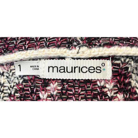 Maurices Womens Sweater Cardigan Long Sleeve Geometric Aztec Cream Pink Size 1 - Picture 8 of 9